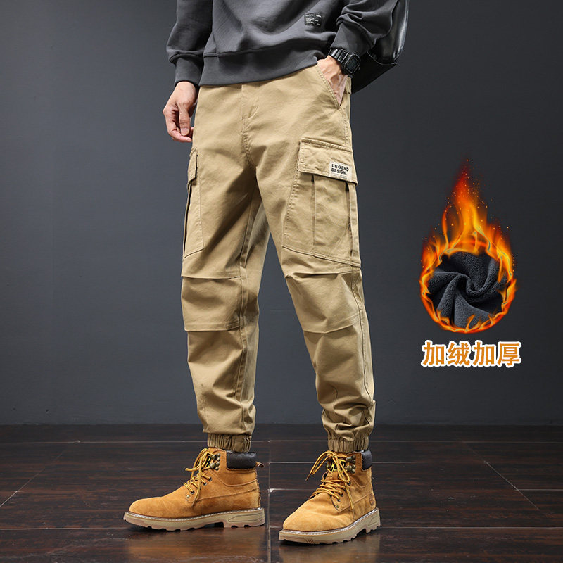 加绒男士工装裤潮牌多口袋宽松束脚哈伦裤春秋季新款休闲长裤子裤,男装,休闲裤,淘宝优惠券,粉丝福利购,淘宝优惠卷