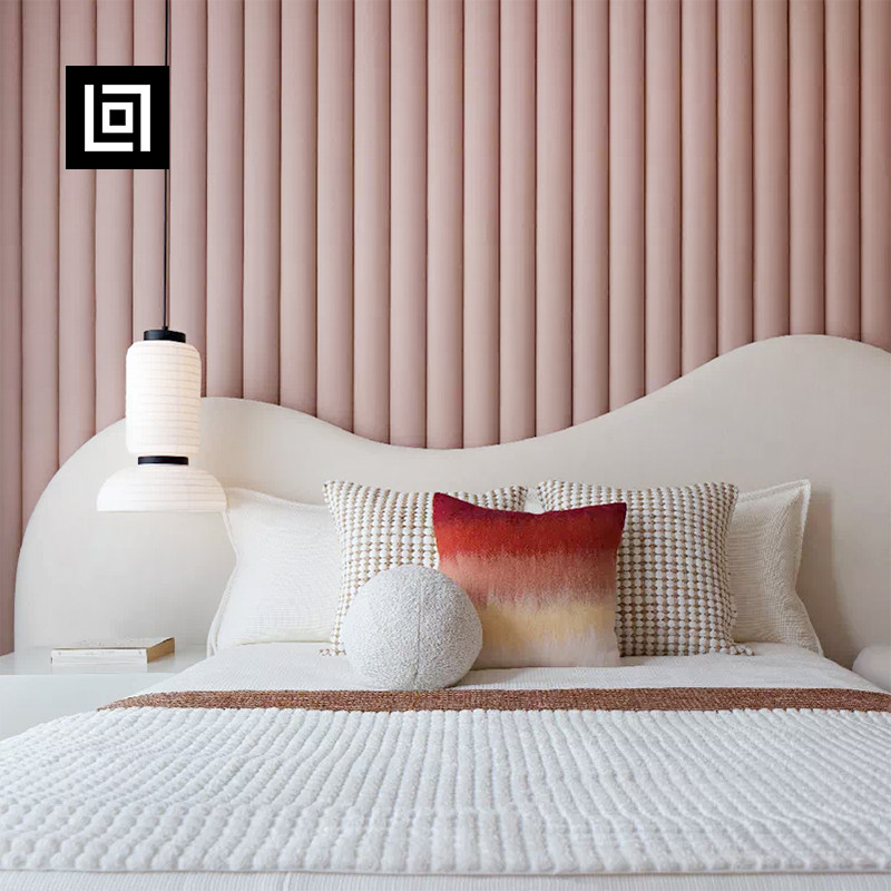 女孩房样板间粉色红色软装床品公主风北欧ins搭毯抱枕定制靠垫套