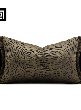 echo进口割绒高级咖蓝色波浪纹奢华抱枕咕臣样板间沙发腰枕靠垫套