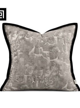 echo新中式灰色水墨抽象提花别墅沙发抱枕样板间售楼处床头靠垫包