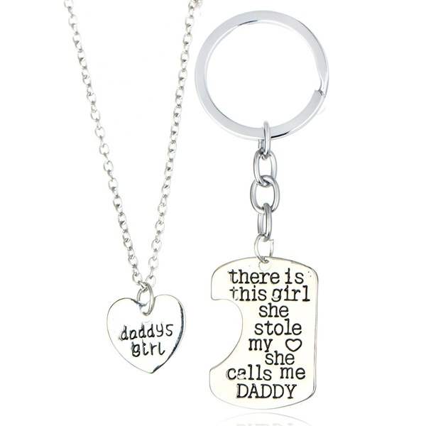 air Daddy's girl Stole Heart Necklace Keychain Gift for Dad