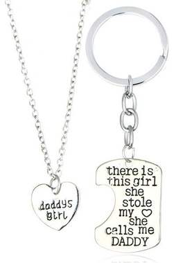 air Daddy's girl Stole Heart Necklace Keychain Gift for Dad