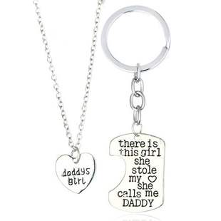 air Daddy's girl Stole Heart Necklace Keychain Gift for Dad