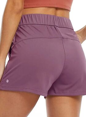Solid color loose lace up yoga shorts 女纯色宽松系带瑜伽短裤