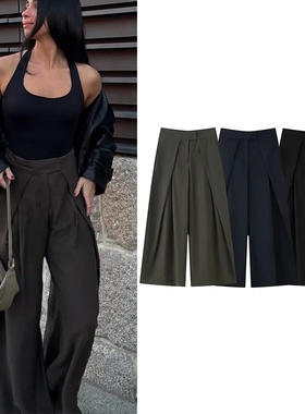 春夏宽松休闲阔腿打褶长裤 Loose casual wide leg pleated pants