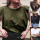 Sleeveless Top Solid Shoulder Color Wild Tees
