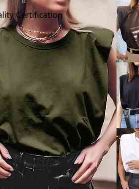 Shoulder Sleeveless Solid Color Wild Top t Tees