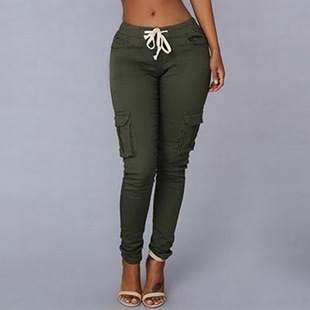 Casual Ladies Multi Pocket Cargo Pants  休闲女士多口袋工装裤