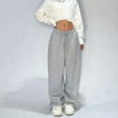 女Retro wide sports 复古运动休闲阔腿卫裤 and casual leg pants