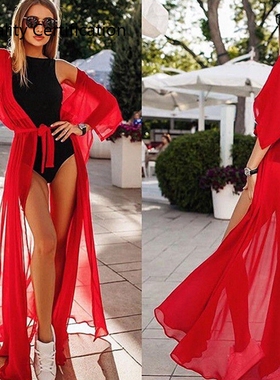 and See Through Kaftan Tunic Long Beach Dress