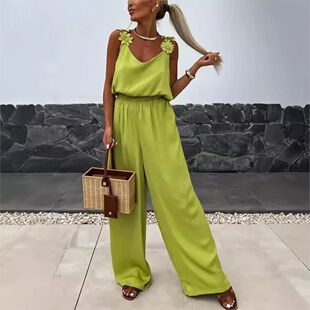 color Solid 宽松连体裤 women loose jumpsuit sleeveles 纯色无袖