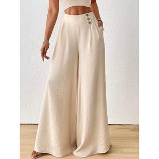高腰显瘦宽松拖地女式阔腿裤 High waisted loose wide leg pants