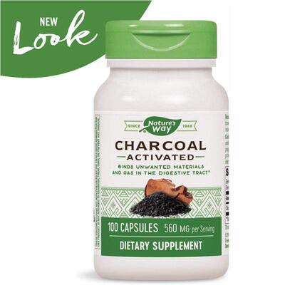 现货美国 Natures way 活性炭胶囊 Charcoal Activated 肠道健康