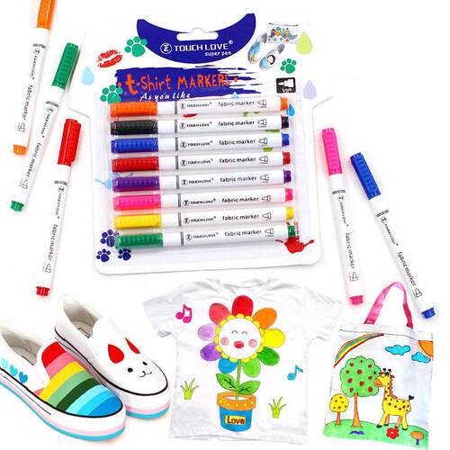 8 Pcs/Set Clothes Textile Marker Fabric Paint Pen DIY Craft