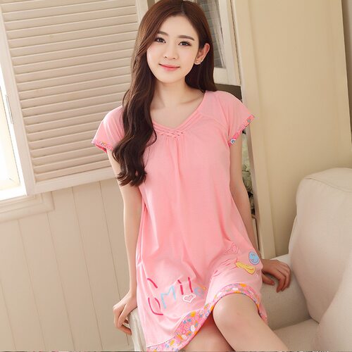 dress over knee long skirt women t-shirt sleeping clothes