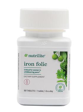 美国安利铁质叶酸片孕前补铁孕妇维生素亚铁片进口