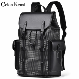 CeionKeust男士 格子背包潮牌学生旅行包休闲电脑包 双肩包欧美时尚