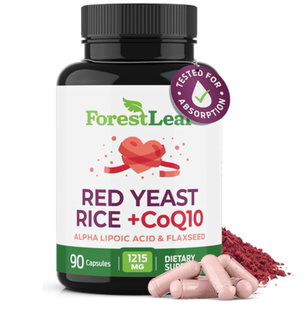 美国ForestLeaf 红曲米1200毫克强度红米酵母含辅酶Q10补充剂90粒