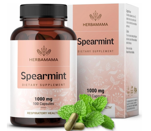 美国HERBAMAMA留兰香叶1000毫克消化健康Mentha Spicata 100粒