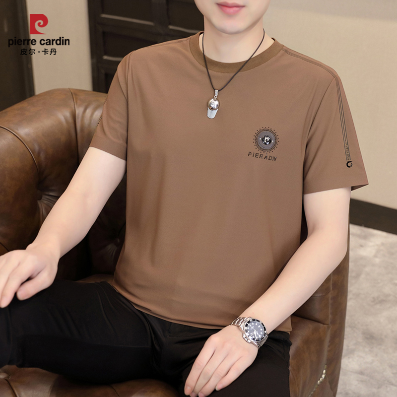 皮尔卡丹夏季时尚男士冰丝半截袖
