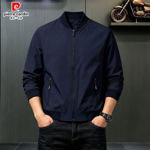 皮尔卡丹男士薄款立领夹克外套潮