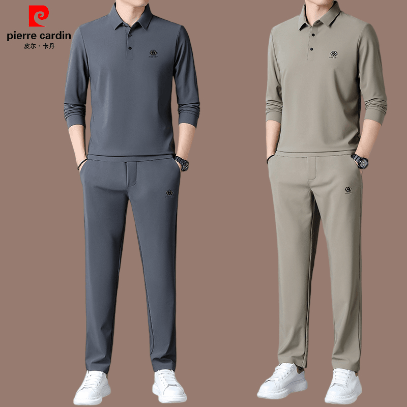 皮尔卡丹秋季高档桑蚕丝运动套装