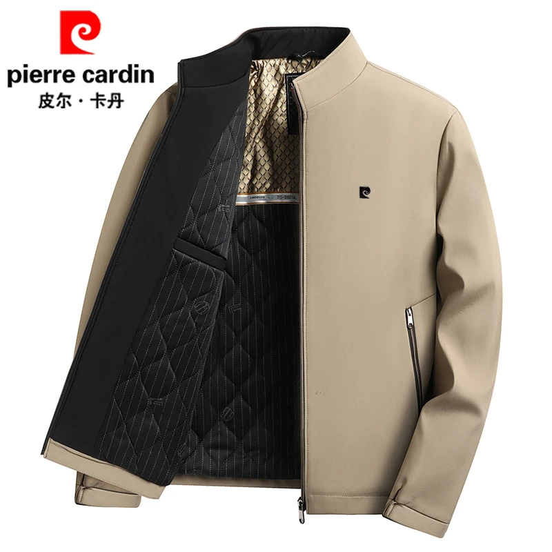 皮尔卡丹秋冬季男士加棉立领夹克