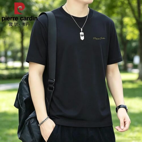 皮尔卡丹夏季液氨丝光棉男士t恤