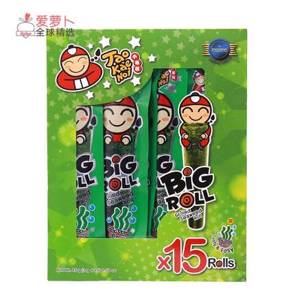 泰国Tao Kae Noi小零食老板仔Big Roll原味辣味海苔卷15卷45g