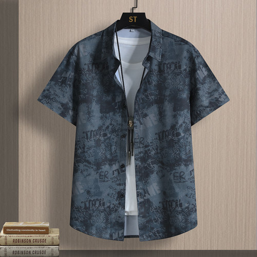 冰感凉爽弹力夏季男士短袖衬衫