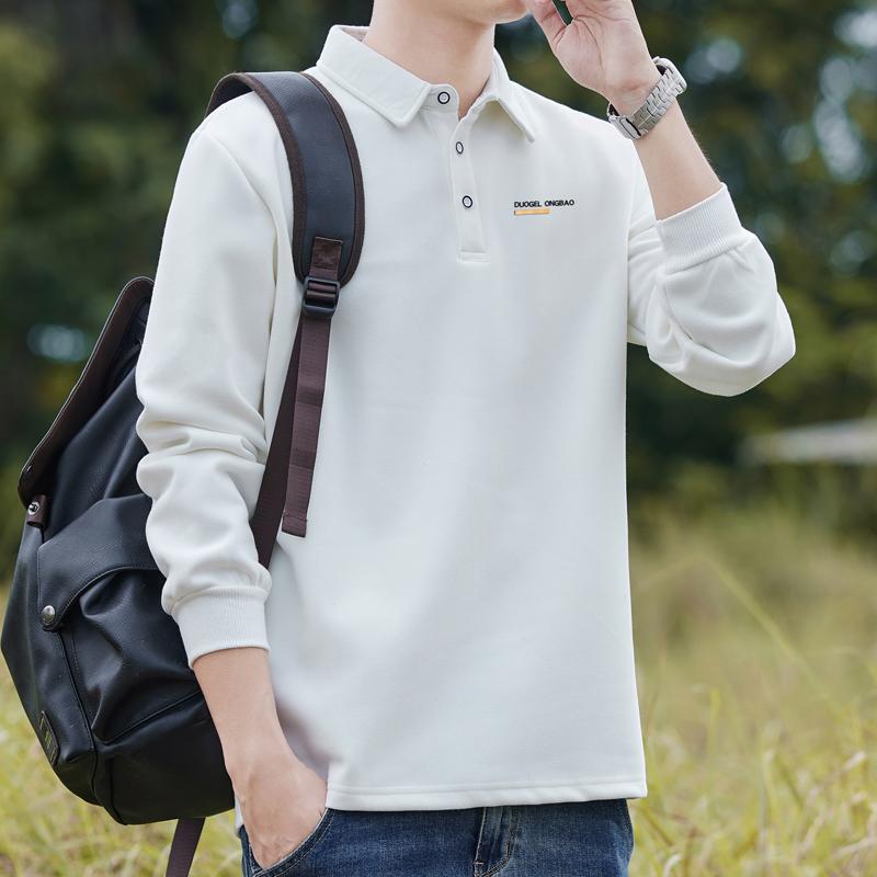 新款潮牌休闲长袖T恤翻领卫衣男