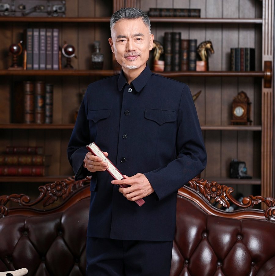 中山装套装男中老年男装春秋款爷爷装老人衣服老式中山服父亲装
