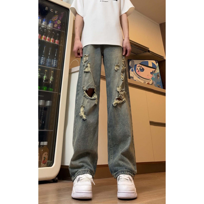 设计感小众破洞牛仔裤男春季美式街头vibe潮牌裤子DY266-P60图片