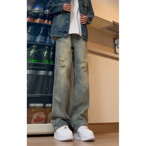 夏季新款破洞牛仔裤男美式高街vibe直筒宽松休闲百搭裤 DY267-P65图片