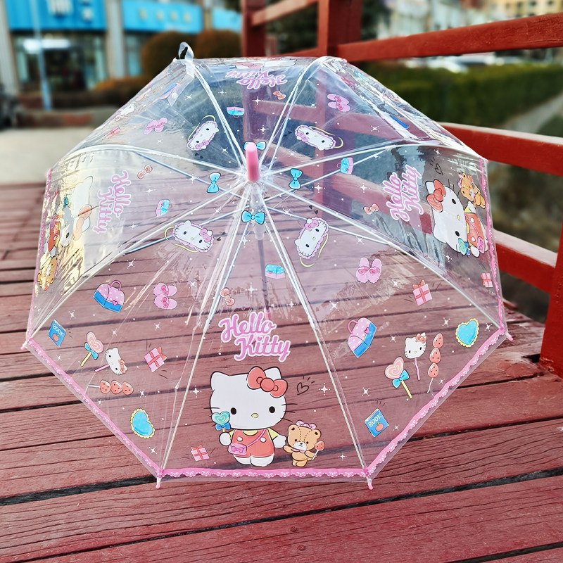 赛罗透明KT猫全自动防雨晴伞图片