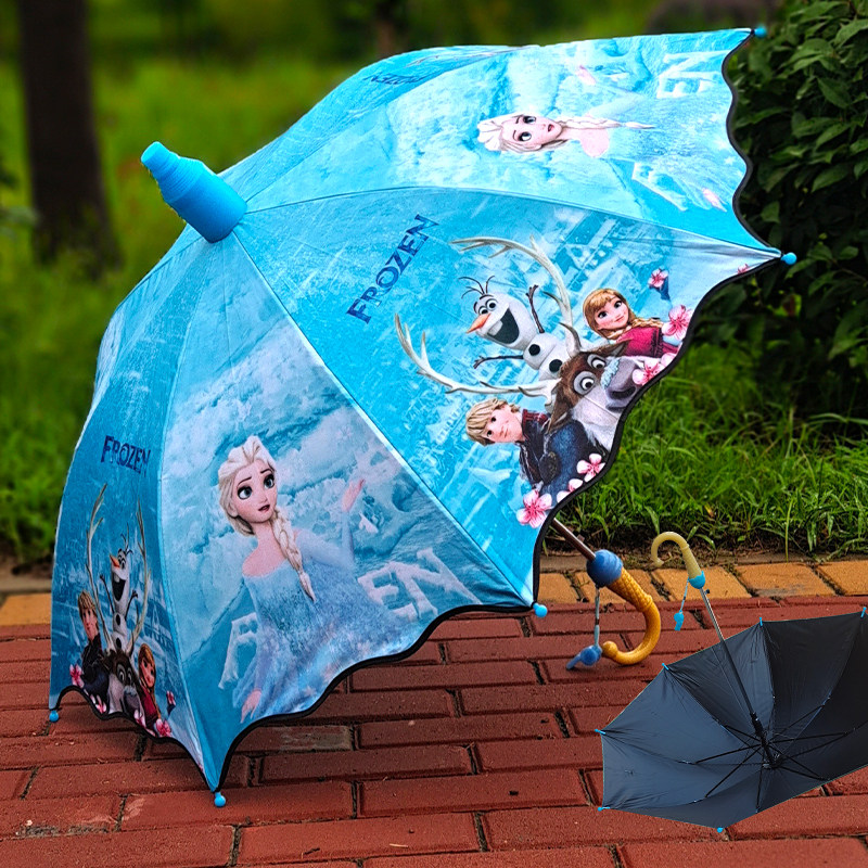 冰雪奇缘儿童晴雨伞卡通长柄伞黑胶防晒雨伞幼儿园小学生儿童雨伞