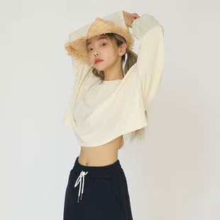 现stylenanda韩国官网25夏季新款舒适短款落肩袖T恤