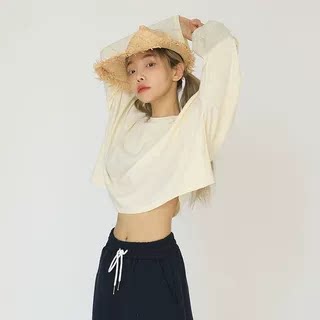 现stylenanda韩国官网25夏季新款舒适短款落肩袖T恤