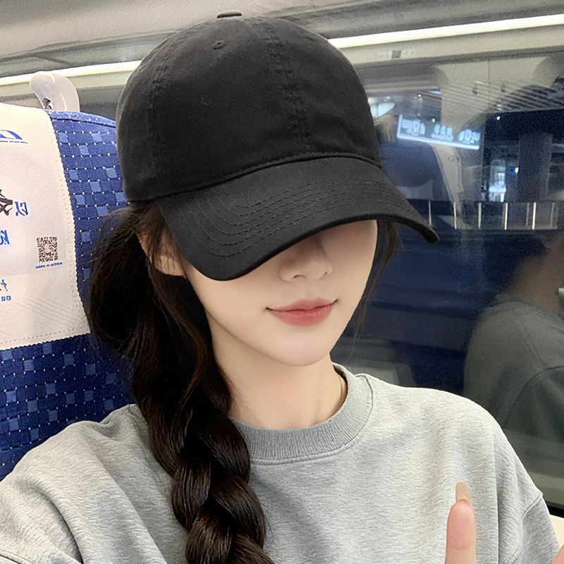 韩版纯色鸭舌帽女2026新款黑帽子