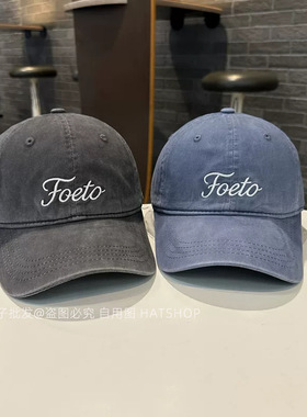 Foeto英文刺绣棒球帽复古水洗软