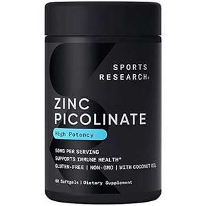 Sports Research Zinc Picolinate 50mg with Organic Coconut