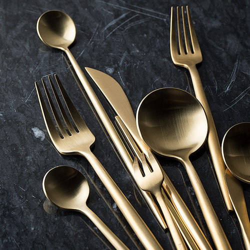 portuguese knife and fork titanium-plated gold steak cutlery