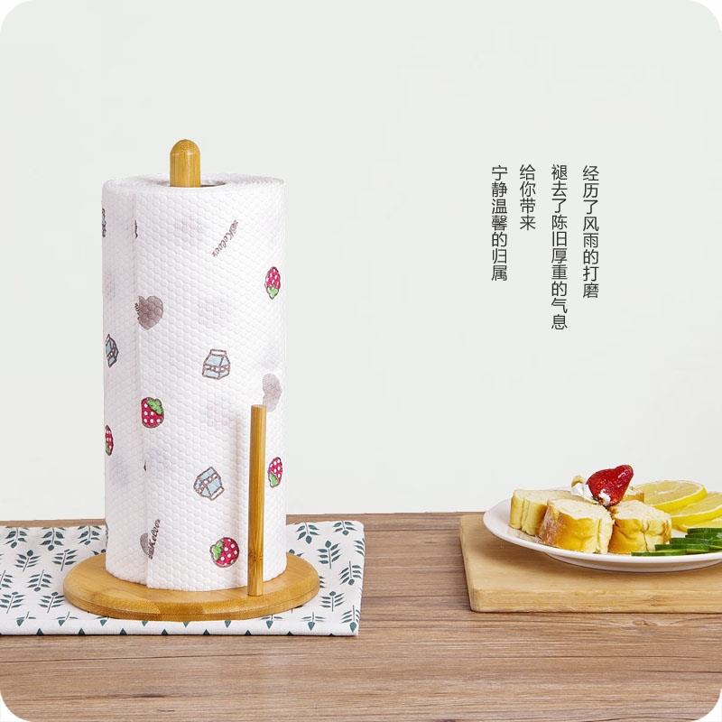 creative bamboo and wood paper roll holder paper towel 收纳整理 纸巾架 原图主图