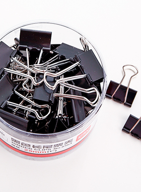 得力8564 4#黑色长尾夹长尾票夹25mm收纳用品强力夹子 48只筒