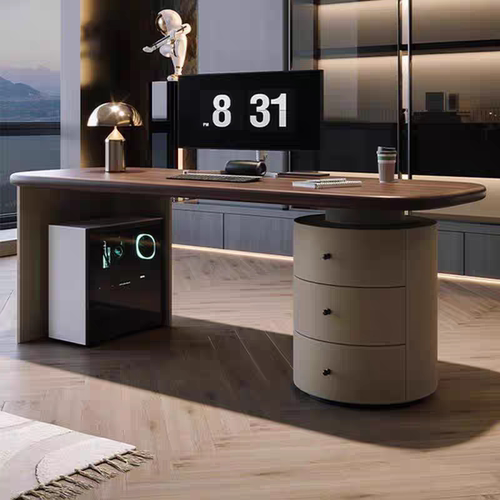 意式极简风电脑书桌家用卧室书房写字台现代简约轻奢高级感办公桌