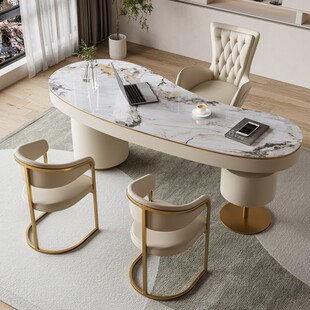 轻奢岩板书桌简约老板办公桌书房写字台美容医美咨询接待问诊桌
