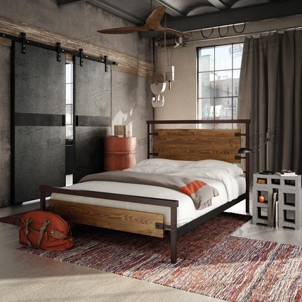 美式乡村loft复古做旧铁艺床 卧室铁艺实木双人床 创意简约儿童床