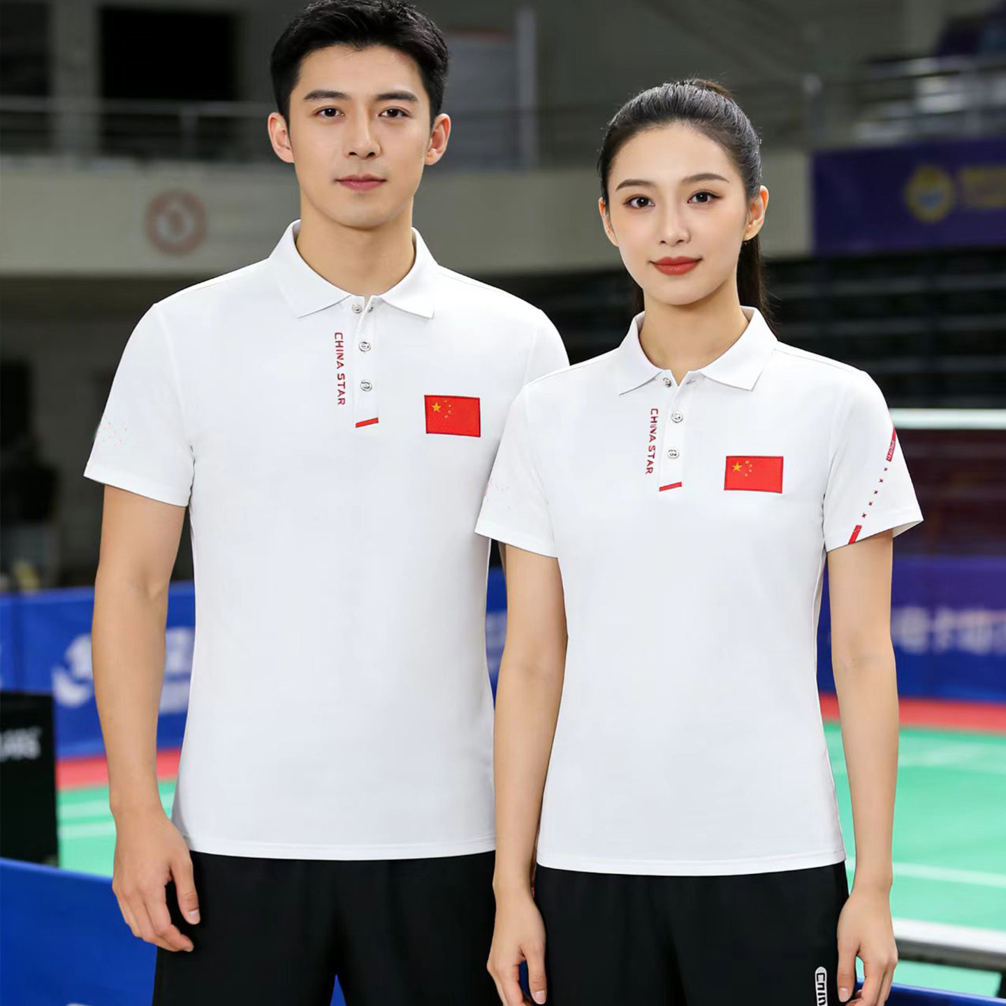 中国队运动短袖T恤游泳教练工作服武术轮滑训练服速干Polo衫定制