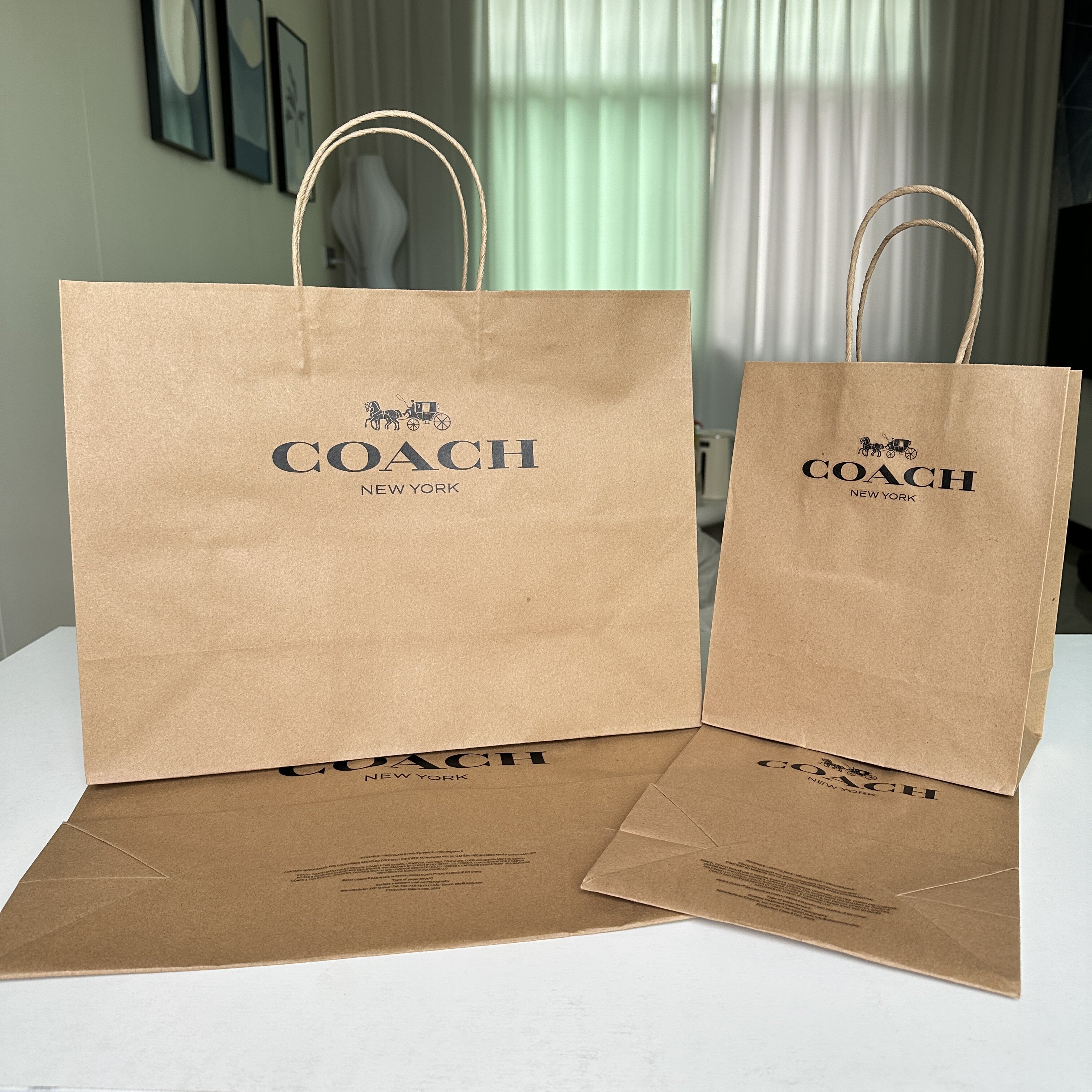 新款蔻驰手提袋 专柜正品包装袋 奥莱款牛皮纸礼品袋子送礼专用