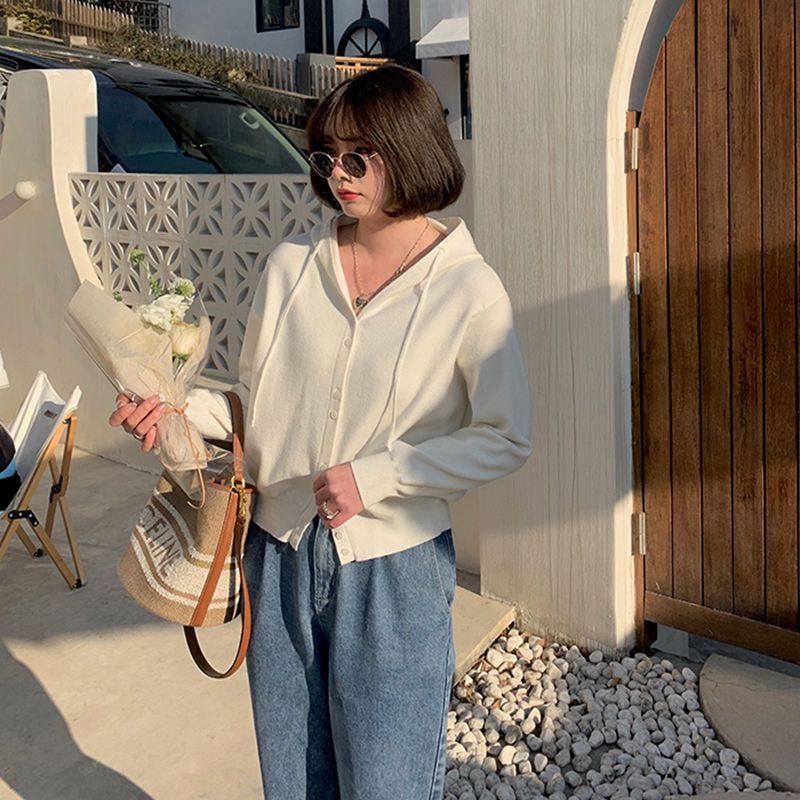 大码遮肉显瘦连帽针织衫女开衫毛衣外套春秋新款外穿洋气纽扣上衣,女装/女士精品,毛针织衫,淘宝优惠券,粉丝福利购,淘宝优惠卷